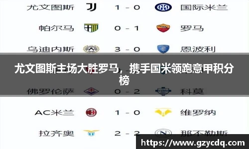 尤文图斯主场大胜罗马，携手国米领跑意甲积分榜